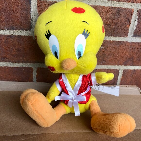 Vintage Looney Tunes Tweety Plush 9” | Rare Kiss Bathrobe Collector Toy - Picture 1 of 3